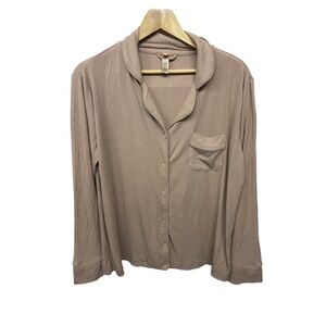 SKIMS pajama tan  button down top size large euc